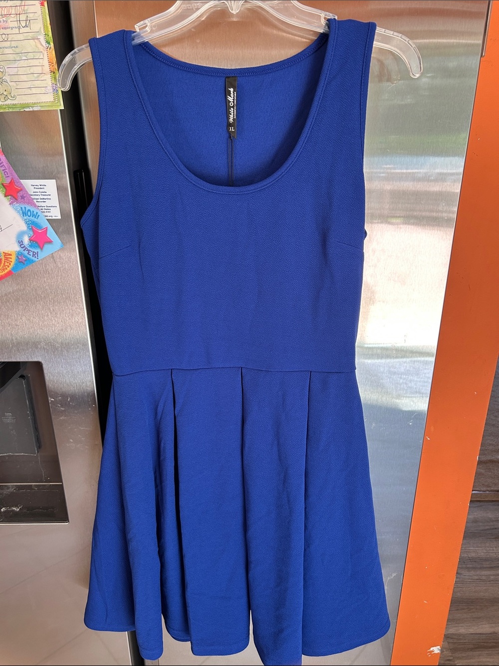 White Mark Royal Blue Sleeveless Fit-and-Flare Dress
